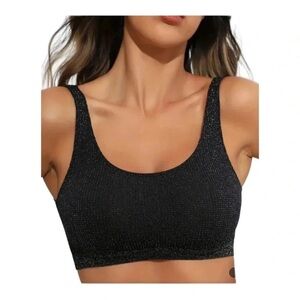 FREE PEOPLE | ✨NEW✨ Happiness Runs Scoop Neck Lurex Bra in Black